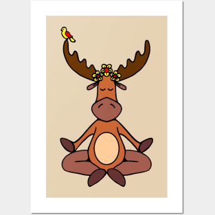 Meditating moose Posters and Art